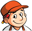 Cartoon man with smile wearing a hat